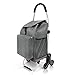 Carrello spesa pieghevole, passeggino da mercato 50L Borsa super carico da 50 kg con cordino elastico bonus, telaio in alluminio alleggerisce il lavoro per scale - 6 ruote grigie