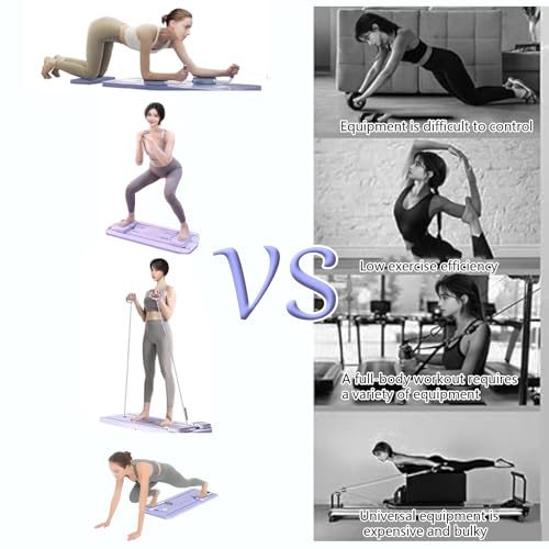 Multifunctionele pilates-board- en hervormer-machineset - buikwals, skitrainer, weerstandsbanden en planktrainer - soepel glijsysteem met toonbank en telefoonhouder, ideaal voor thuis pilates en Core - Afbeelding 3