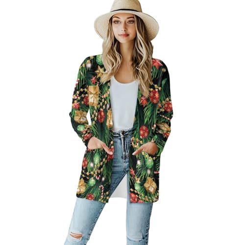 Image of Biyejit Women's Long Sleeve Open Front Cardigan Casual Loose Lightweight Cardigans with Pockets Drape Cardigan