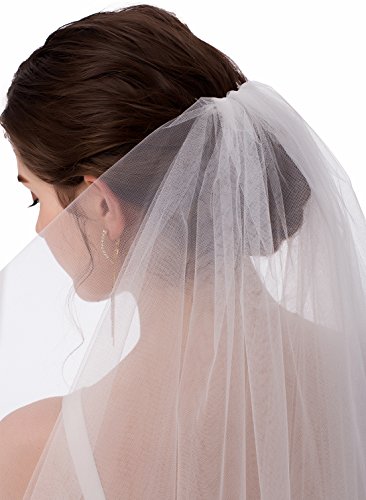 Emondora 2T Short Sequin Pearl Edge Crystals Beaded Bling Wedding Bridal Veil (One Size, Ts02White) #TOP3