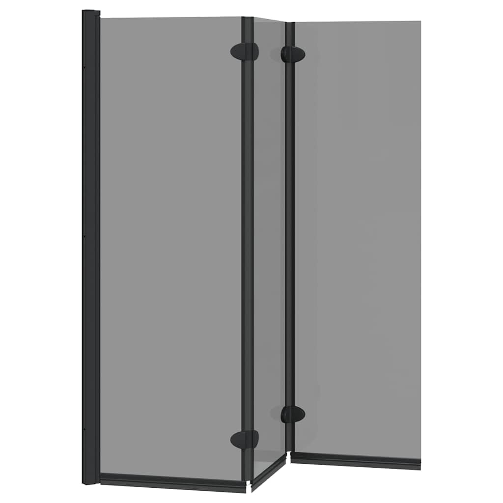 Box doccia per vasca da bagno, colore nero, 130 x 138 cm, pieghevole, in vetro temperato da 6 mm, per bagno