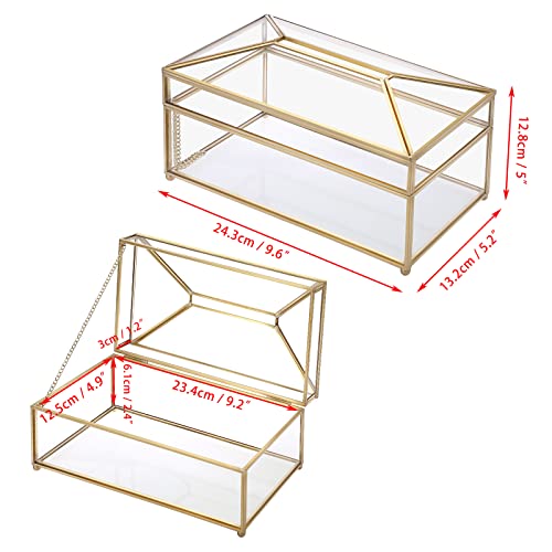 Sumnacon Rectangular Clear Glass Paper Tissue Box, Decorative Glass Napkin Storage Box, Facial Tissue Holder For Dresser, Bathroom, Bedroom, Home Decor, Office, Bar, Restaurant, Large #TOP2