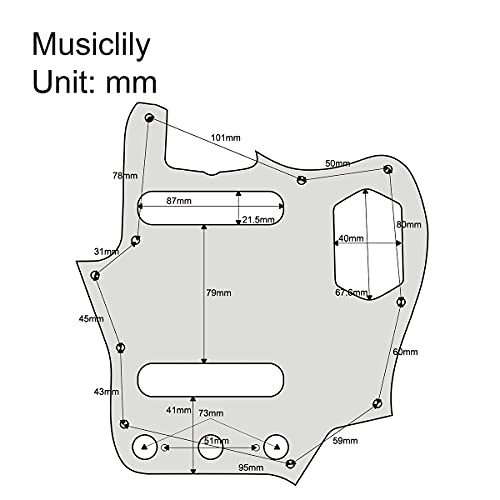 Musiclily Pro 10-Hole 65 60s Vintage Style Guitar Pickguard for Fender American Jaguar 3Ply Mint Green - Image 2