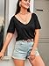 Eachyes Womens Deep V Neck T Shirts Casual Short Sleeve Loose Fit Basic Fashion Tee Tops Black Medium