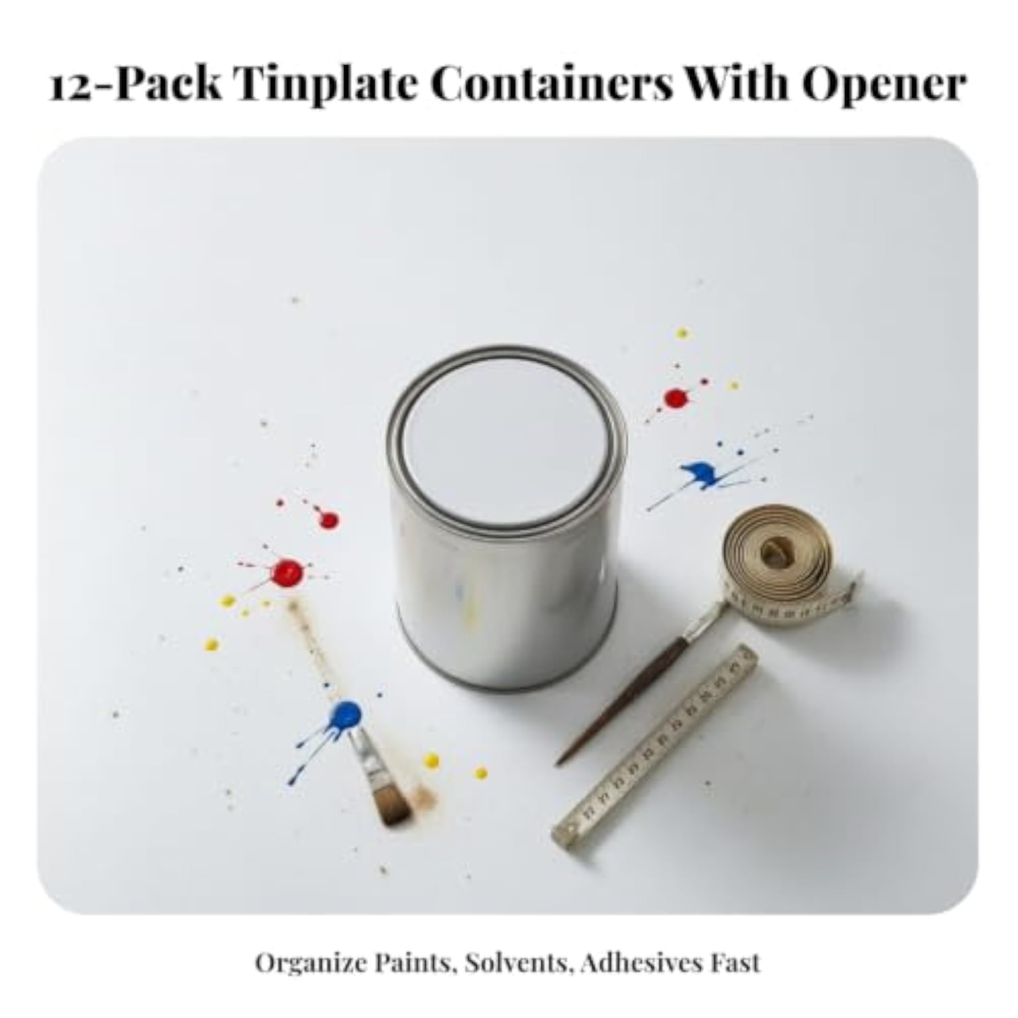 12 Pieces Leakproof Empty Paint Containers with Opener, Rust-Resistant Tinplate