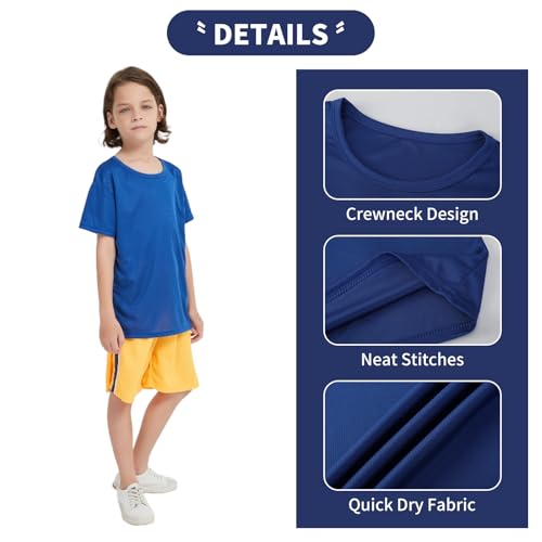 Image of 6 Pack Boys Mesh Athletic T-Shirts Kids Youth Quick Dry Short Sleeve Tops