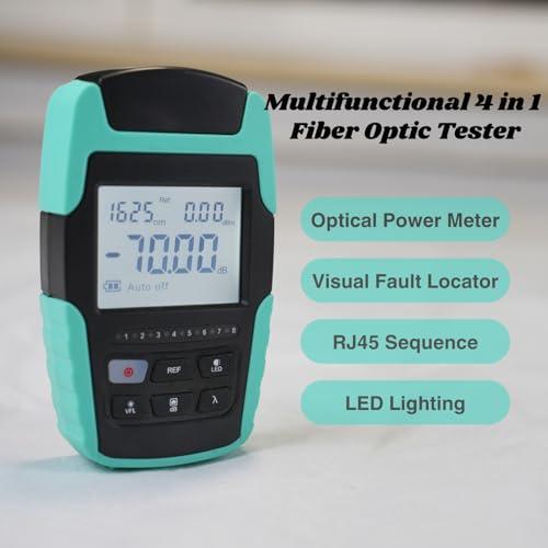 QIIRUN TM530 Optical Power Meter lwl Optisches Leistungsmessgerät mit visueller Fehlersuche Stromversorgung über wiederaufladbaren Akku, 4-in-1 optischer Leistungsmesser mit VFL RJ45 FC/SC-Anschlüssen