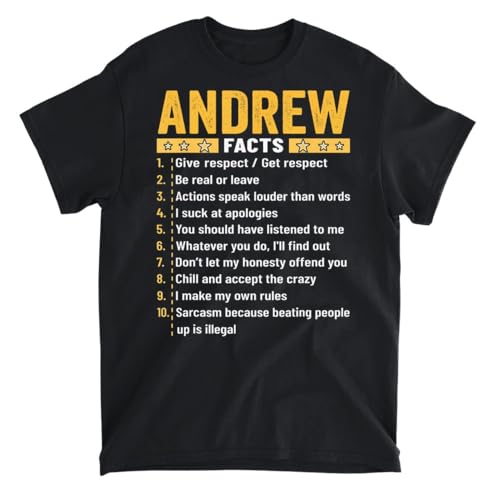Funny Andrew Facts Shirt Andrew First Name T-Shirt, Tank Top, Long Sleeve Shirt, Sweatshirt, Hoodie Men Women Kids Made in Canada