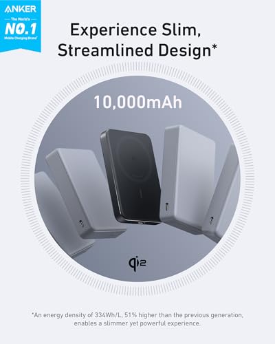 Anker MagGo Power Bank, Ultra-Slim 10,000mAh Magnetic Battery Pack, Qi2 Certified 15W Ultra-Fast MagSafe Compatible Portable Charger, Ergonomic Design, for iPhone16/15/14/13/12 Series Only - Image 3