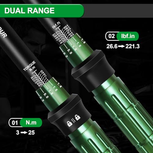 Bike Torque Wrench Set 3-25Nm, Torque Wrench 1/4, Bicycle Torque Wrench Set with Bits and Extension Rod for Bicycle, ±3% Accuracy with Unique Serial Number