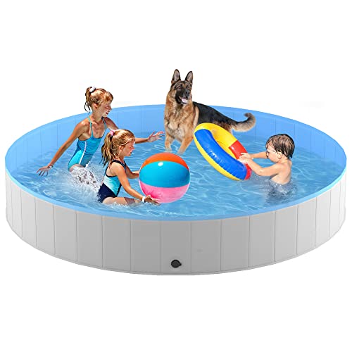 Niubya Foldable Dog Pool, Collapsible Hard Plastic Dog Swimming Pool, Portable Bath Tub For Pets Dogs And Cats, Pet Wading Pool For Indoor And Outdoor, 71 X 12 Inches #TOP8