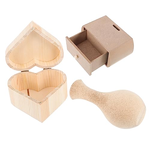 VILLCASE 3pièces Boîte à Bijoux Bois Décorative Avec Vase Bois Pour Matériaux De Créatifs