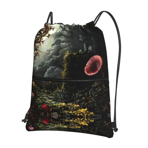WZYWHJ The Venus Flytrap Waits Picture Drawstring Zipper Backpack For Hiking Camping Yoga - Convenient Daily Carry