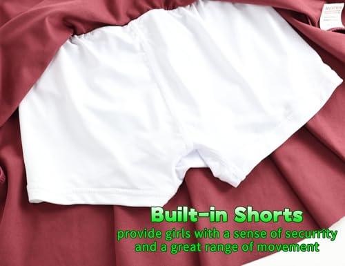 Image of Gnainach Girls Skorts High Waist Athletic Skirts with Shorts Stretchy Activewear for Teens Kids Performance Tennis