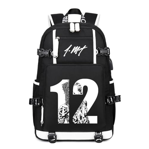 Gold number 12 Basketball Player JA Creative Backpacks Sports Fan Bookbag Travel Student Backpack For Men Women (1)