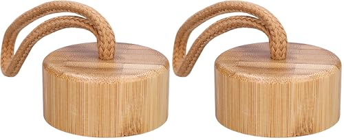 Wessper Deckel für Trinkflasche aus Bambus, Ersatzteile für Glas Sport Flasche mit Zeitmarkierungen 1L, Flaschen deckel kompatibel mit Wasserflasche, Braun (Packung mit 2)