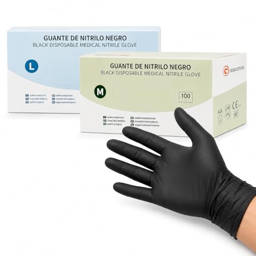 Guantes Nitrilo Negro 100 Uds | Dispositivo Médico Clase I + EPI ...
