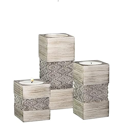 Creative Scents Dublin Silver Tealight Candle Holder Set of 3 - Centerpiece for Living Room and Dining Room Table Decor, Coffee Table Decor, Ideal for Fireplace, Entrance or Bathroom Cover
