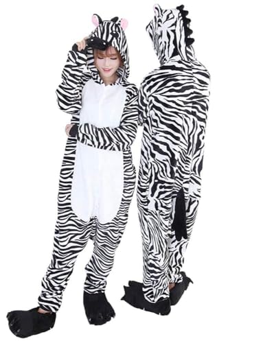 Ovender Kigurumi Deguisements Costume Pyjamas Cosplay Animaux Halloween Carnaval ou Spectacle de Noël Party Show Combinaison Unisexe Winter Zoo Adulte Femmes Hommes (M, Zèbre Noir Blanc)