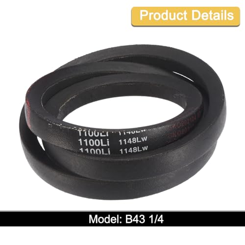 Image of uxcell 3 Pack B43 1 /4 Classic Wrapped V-Belt, 46 inch Outside Circumference, Black, Timing Belt, Industrial V-Belts, V-Belt, For Pumps, Fans, Compressors, Agricultural Equipment, Vehicle Systems