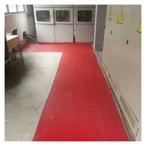 Cuttable High Voltage Insulated Rubber Mat, Distribution Room Electrical Safety Work Matting 3 6 9 12 15 18 21 24 27 30 Ft Long, Slip Resistant Dielectric Switchboard Mats(LxWxT 27' x 3 1/5' x 1/10