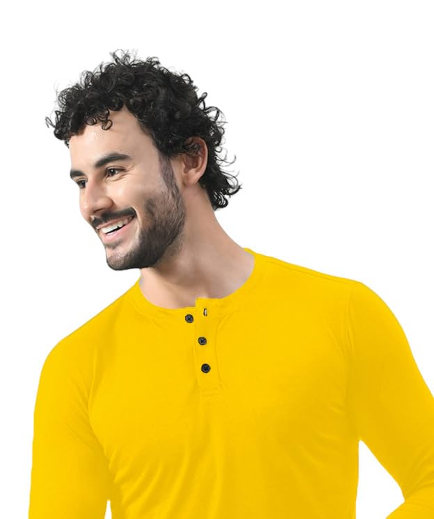 Image of Blisstone Men's Long Sleeve Henley T-Shirt with Button Placket | Soft & Comfortable Casual Wear