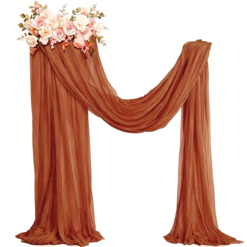 Teenyyou Wedding Arch Draping Fabric, Extra Long Freely Cut Boho Gauze Backdrop Curtains for Table Runner Wedding Backgrounds Arch Ceremony Ceiling Table Decors(Orange,3 x 100ft,Cheesecloth)