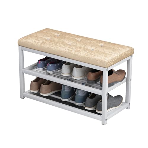 Solution de rangement élégante pour chaussures étagère 2 niveaux avec banc d'entrée