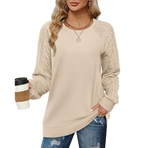 Jescakoo Sweatshirts for Women Fall Sweaters Cable Knit Sleeve Shirts Fashion 2025