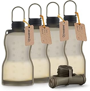 Haakaa Reusable Silicone Milk Storage Bag, Breast Milk Storage Bags, Breastmilk Containers Reusable Breastmilk Bags for Breastfeeding, Food Grade Silicone,BPA Free, 260 ml (5 Counts)