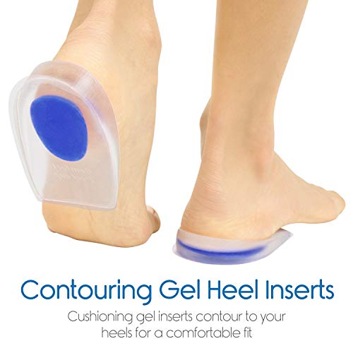 Purastep Silicone Gel Heel Protector Insole Cups for Swelling, Pain Relief, Foot Care Support Cushion for Men and Women - 1 Pair (Large)
