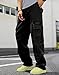 Lumiquintette Cargo Jeans for Men Wide Leg Loose Fit Baggy Jeans Y2K Streetwear Fashion Comfrot Casual Cargo Pants with Flap Cargo Pockets Black