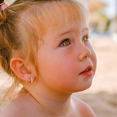 Heart Enamel Earrings for Baby Girls – 925 Sterling Silver Hypoallergenic Huggie Hoops for Toddlers & Kids | Safe Sensitive Ear Jewelry, Pastel Charm, Perfect Baby Girl Gift2