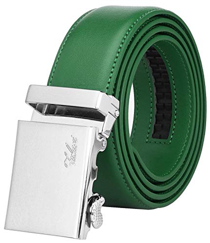 Image of Falari Men Unisex Genuine Leather Ratchet Dress and Casual Belt, Automatic Sliding Buckle, Trim to Fit