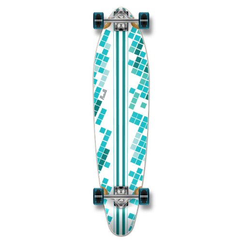 YocaherGraphic Series Complete Kicktail Skateboards Longboard w/Black Widow Premium 80A Grip Tape Aluminum Truck ABEC7 Bearing 70mm Skateboard Wheels (Complete - Kicktail - 06 - Digital Wave White)