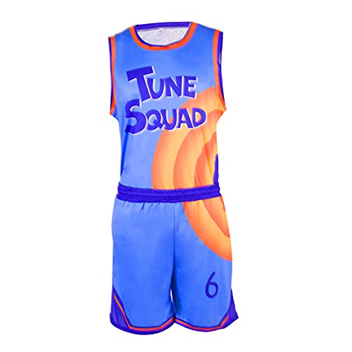 LVLING Men's Basketball #6 Jersey Adults Space Basketballers Shirts with Shorts (X-Large, x_l) Blue