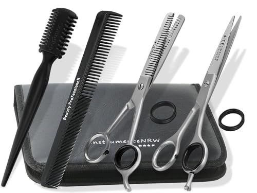Set de 5 ciseaux de coiffure avec un peigne et un effiloir pour une coupe optimale, avec étui
