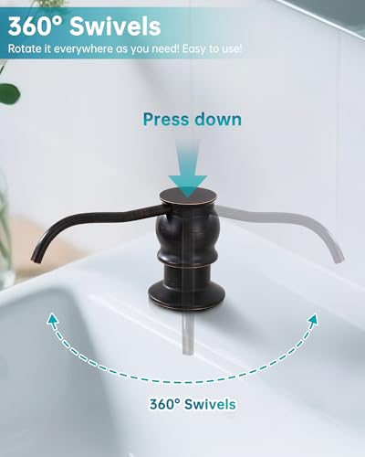 Image of Brass Kitchen Soap Dispenser, Oil Rubbed Bronze in Sink Liquid Dish Soap Dispenser, Under Sink Hand Metal Dispenser Pump, 47.2 inch Silicone Long Tube for 0.79 inch- 1.38 inch Bottle Mouths