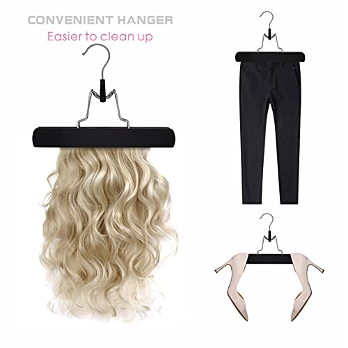 High-Grade Wooden Slack Hangers For Hair Extensions Carrier Holder,Wood Pants Hangers With 360° Swivel Hook, Non Slip Wood Skirt Hangers #TOP2