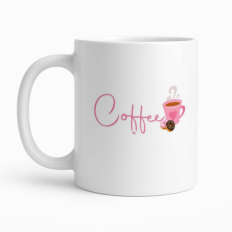 Coffee & Donuts Aesthetic Ceramic Coffee Mug 350 Ml, for Coffee Lovers Gift
