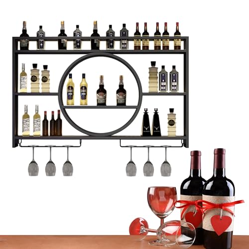 Étagère à bouteilles murale avec support de verre suspendu pour mini-bar chic - 2