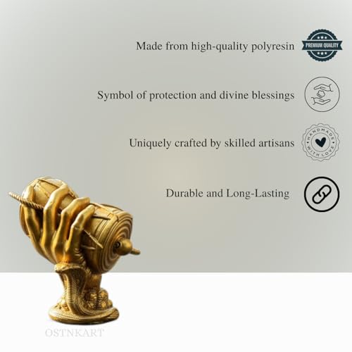 Image of Shiva Damru Statue 3 Inch - Golden Polyresin Idol for Car Dashboard, Home & Office Decor, Pooja Room, Living Room - Shiv Ji Murti Gift for Birthday, Anniversary, Housewarming