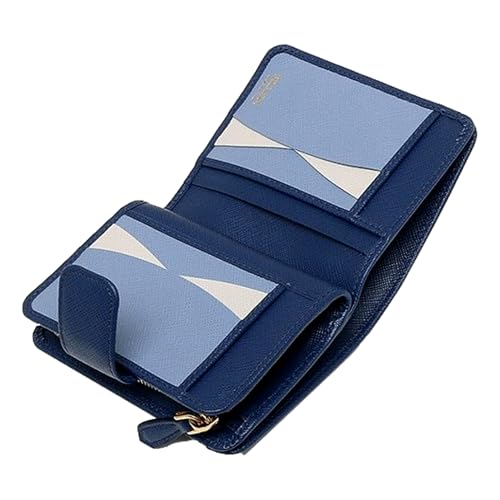 Prada Wallets Womens Saffiano Leather Astrale Blue Snap Trifold Wallet Leather Wallet For Women3