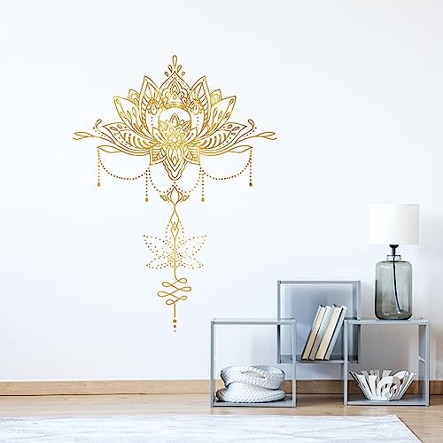 SUPERDANT Mandala Wall Stickers Moroccan Wall Decal Golden Lotus Decals Stickers for Walls Stick Boho Buddha Sticker Vinyl Art Decor for Home Living Room Bedroom Decoration - Image 3