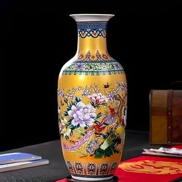 14" Jingdezhen Large Fishtail Ceramic Vase Golden Handmade Home Decorative Vase, Modern Luxury Accent for Living Room, Wedding, or Gift. Elegant Floral Arrangement Centerpiece. (Gold) - Image 6