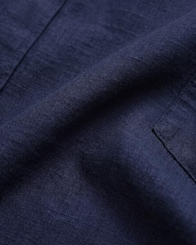 Image of Nobero Breezy Premium Linen Cotton Shirt for Men | Stylish Casual Shirts for Men | Semi Cut Collar | Box Pleat | Curved Hem | Regular Fit | Full Sleeve | S-XXXL