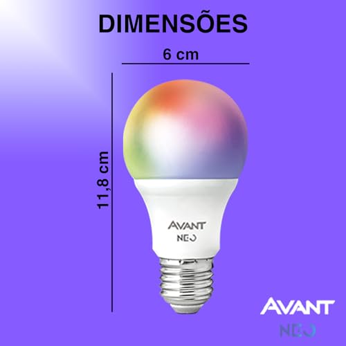 Lâmpada Inteligente LED Smart WI-FI compatível com Alexa, linha NEO, 10W, RGB, Luz branca e amarela