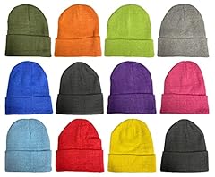 12 Pack Bright Adult Beanies