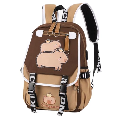 Image of Lushandy Capybara Backpack, Cute Capibara Backpacks Kawaii Kapibara Stuff Large Cartoon Capybara Bag Ita Bag