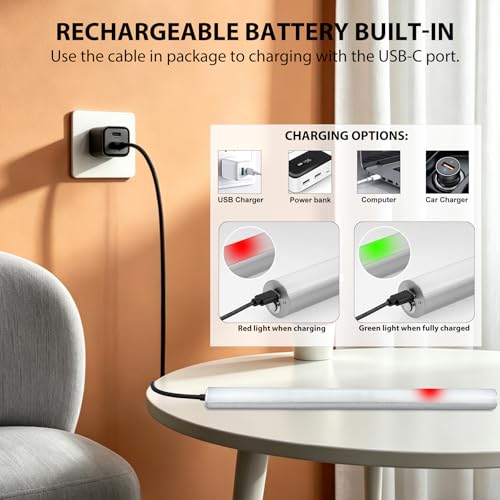 Image of RAIFOOLLY Picture Light,Magnetic Wall Lights 5000mAh,16 inch Art Light for Painting,Nickel